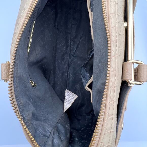 Olivia + Joy Animal Print Satchel Handbag Beige Gold Faux Leather Large Capacity - Picture 10 of 12